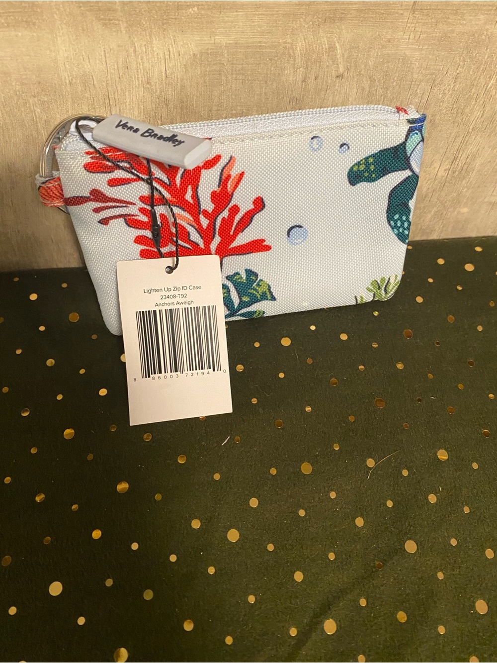 NWT Vera Bradley Lighten Up Zip ID Case - Anchors Aweigh